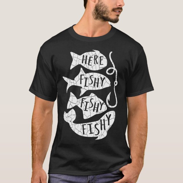Camiseta Aquí Fish Fisher Gracioso Regalo Para Los Amantes  (Anverso)
