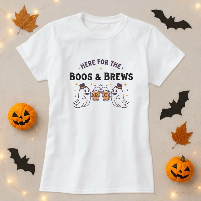 Camiseta Aquí para Boos&Brews Halloween Tee; cerveza fantas (Subido por el creador)
