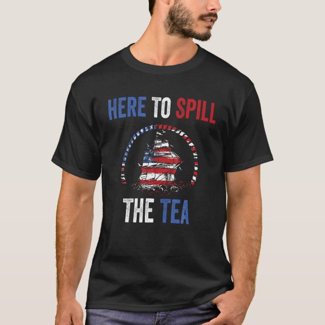 Camiseta Aquí para derramar el té 4 de julio, el Patriótico (Anverso)