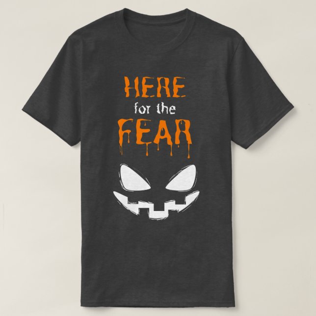 Camiseta Aquí para el disfraz de grupo Fun Fun Halloween (Diseño del anverso)