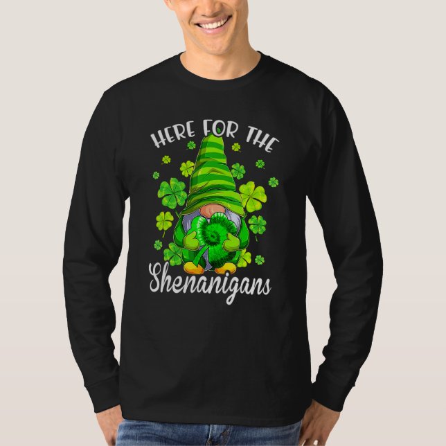 Camiseta Aquí para el Gnome del Día de los Shenanigans Patr (Anverso)