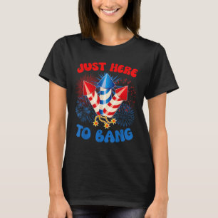 Camiseta Aquí para golpear divertido 4 de julio bandera ame