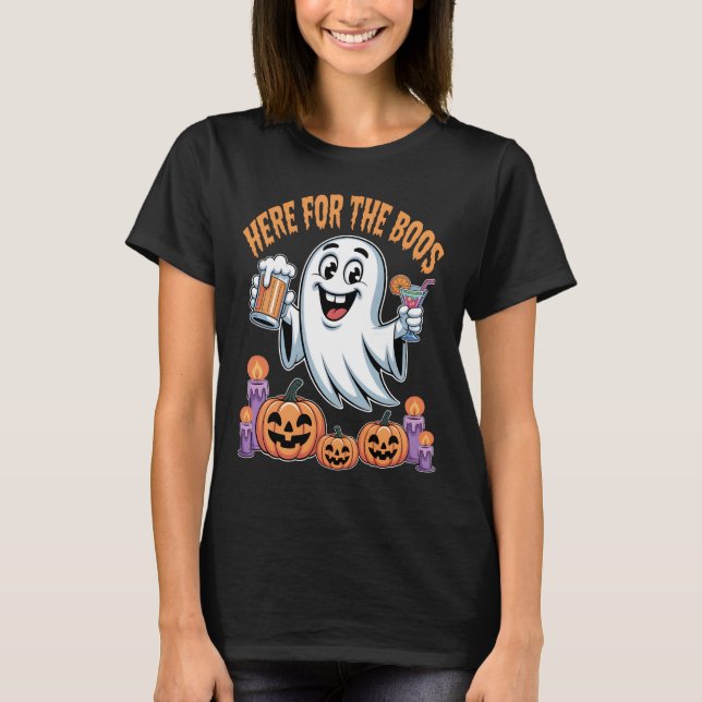 Camiseta Aquí para la divertida Fantasma Halloween (Anverso)