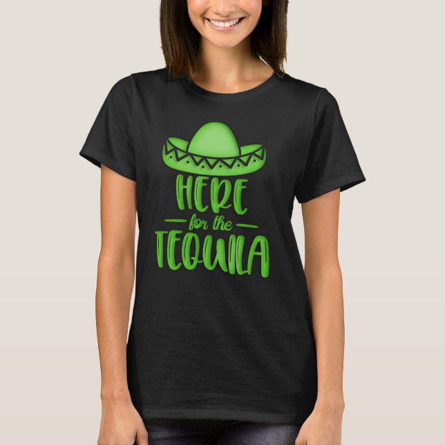 Camiseta Aquí para la Fiesta Verde Tequila Lime Neon (Anverso)
