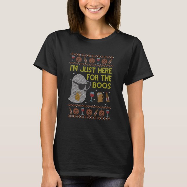 Camiseta Aquí Para Los Boos Swea Ugly Halloween (Anverso)