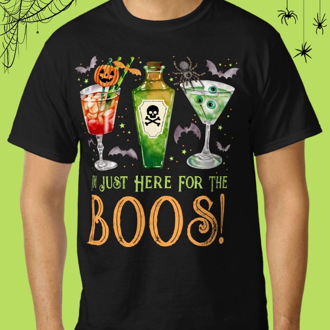 Camiseta Aquí para los cócteles de Boos Halloween (Here for the Boos Halloween Cocktails T-Shirt)