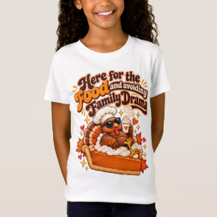 Camiseta Aquí por la Comida Divertido Día de Acción de Grac