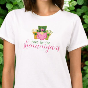 Camiseta Aquí por los Shenanigans St Patricks Pink