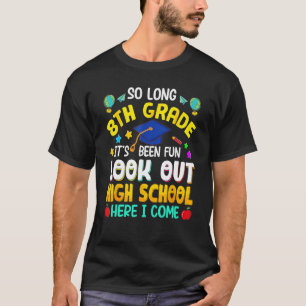 Camiseta Aquí regreso a la escuela secundaria de octavo gra