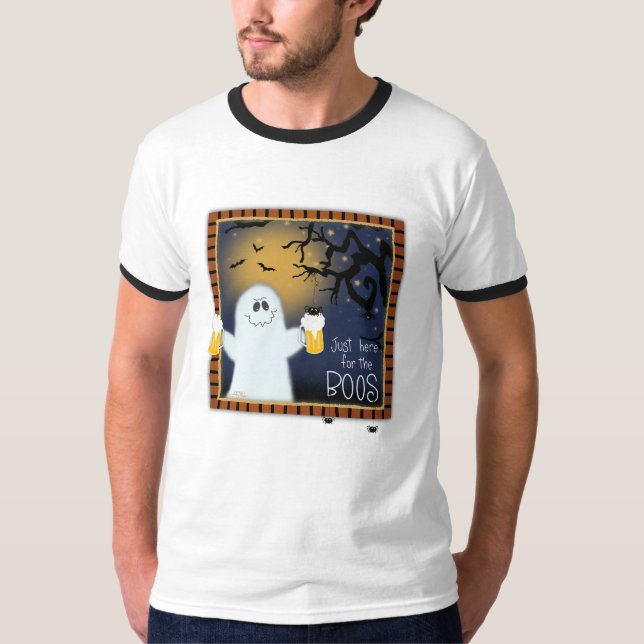 Camiseta Aquí te gusta la cerveza fantasma Boos Halloween (Anverso)