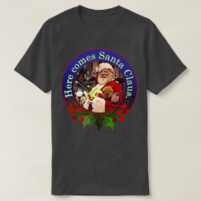 Camiseta Aquí viene el diseño de Santa Claus  (Diseño del anverso)