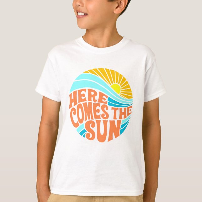 Camiseta Aquí viene el sol, el estilo retro, el estilo hipp (Anverso)