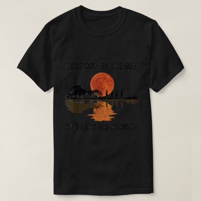 Camiseta Aquí viene el sol y digo que está bien la guitarra (Diseño del anverso)
