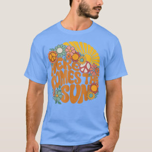 Camiseta Aquí Viene La Mente Positiva Del Sol Hippie Sunflo