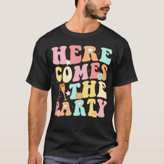 Camiseta Aquí viene la novia de la fiesta Groovy Bacheloret