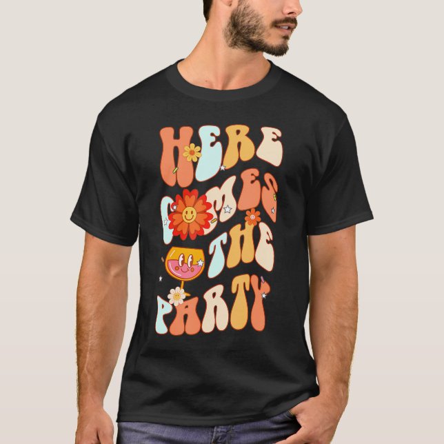 Camiseta Aquí viene la novia de la fiesta Groovy Bacheloret (Anverso)