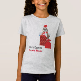 Camiseta Aquí viene Santa Sloth por la chimenea con regalos