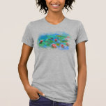 Camiseta ** AR23 Monet Lily Pads Pond Angel Cherub Gray<br><div class="desc">Pintura de Monet Clásico de Leche de Agua y charco de mujeres GRIS GRIS. El Monet Lilies / Lotus es de color rosa turquesa. Si miran de cerca, hay un cuadro arriba con ángeles de cherub. Elegante y Enérgicamente Mejorado Diseño de Vintage Feminiano Romántico Ephemera Floral Artístico Único Creativo Moderno...</div>