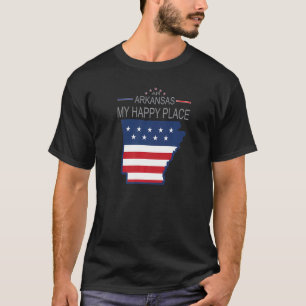 Camiseta AR Arkansas My Happy Place Estados Unidos Flag Map