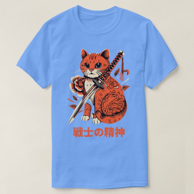 Camiseta Ar asético Ninja Cat Samurai japonés (Diseño del anverso)