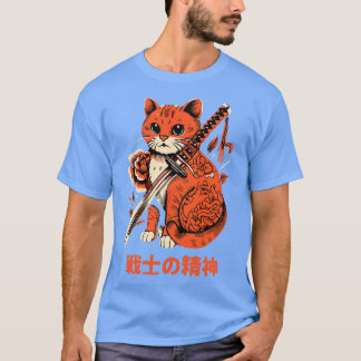 Camiseta Ar asético Ninja Cat Samurai japonés