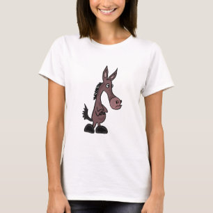 Camiseta AR dibujo animado obstinado de la mula o del burro