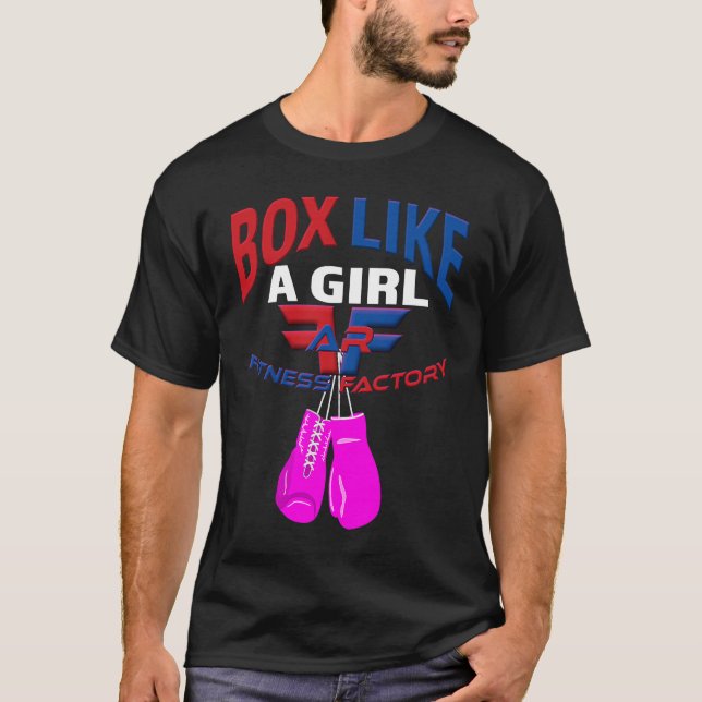 Camiseta AR Fitness Factory Box Like A Girl Pink Gloves (Anverso)