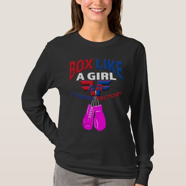 Camiseta AR Fitness Factory Box Like A Girl Pink Gloves (Anverso)