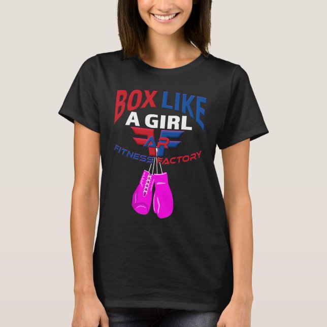 Camiseta AR Fitness Factory Box Like A Girl Pink Gloves (Anverso)