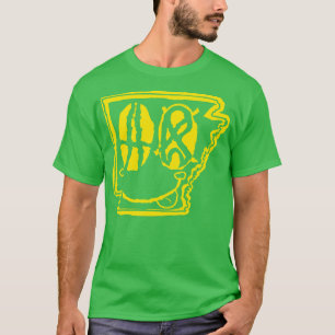 Camiseta AR Ojos Arkansas Grunge Cara sonriente Amarillo