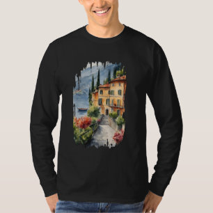 Camiseta Ar. Vintage de la pintura de color del lago Bellag