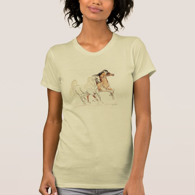 Camiseta árabe de los caballos - "dos amigos Tu " (Anverso)