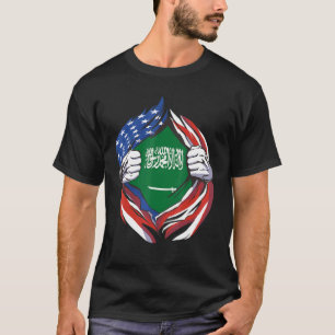 Camiseta Arabia Saudita Bandera Estadounidense Orgullosa De