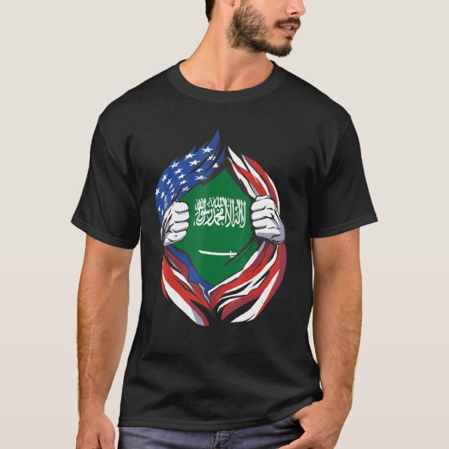 Camiseta Arabia Saudita Bandera Estadounidense Orgullosa De (Anverso)
