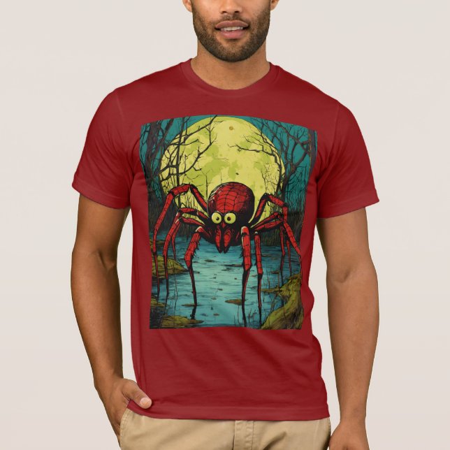Camiseta Araña aterradora bajo la luna llena - Pop Art Ho (Anverso)
