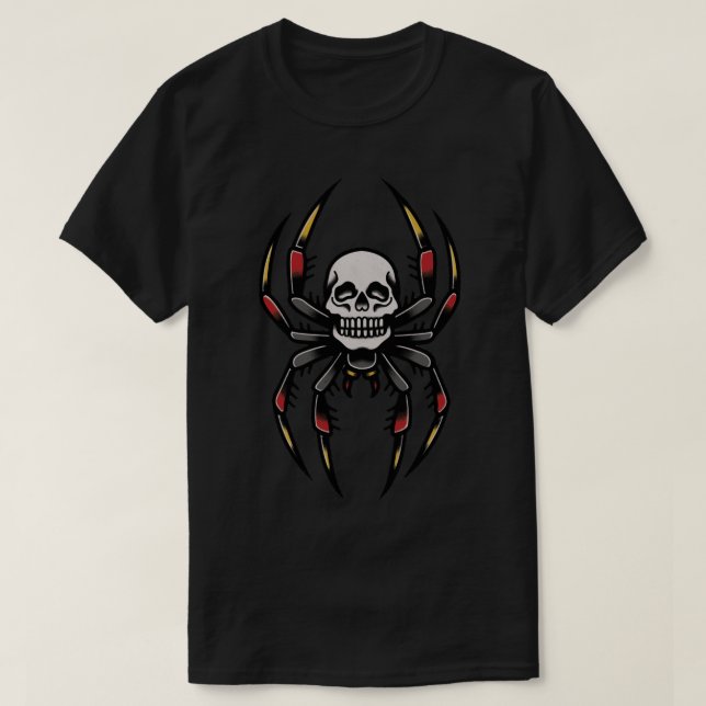 Camiseta Araña de cráneo tradicional - Tattoo tradicional (Diseño del anverso)