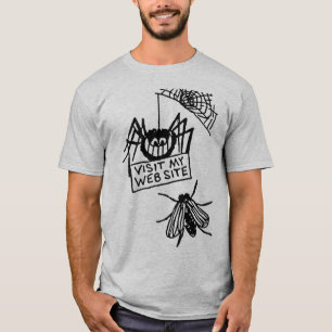 Camiseta Araña Divertida Dice Visita Mi Sitio Web Cartoon