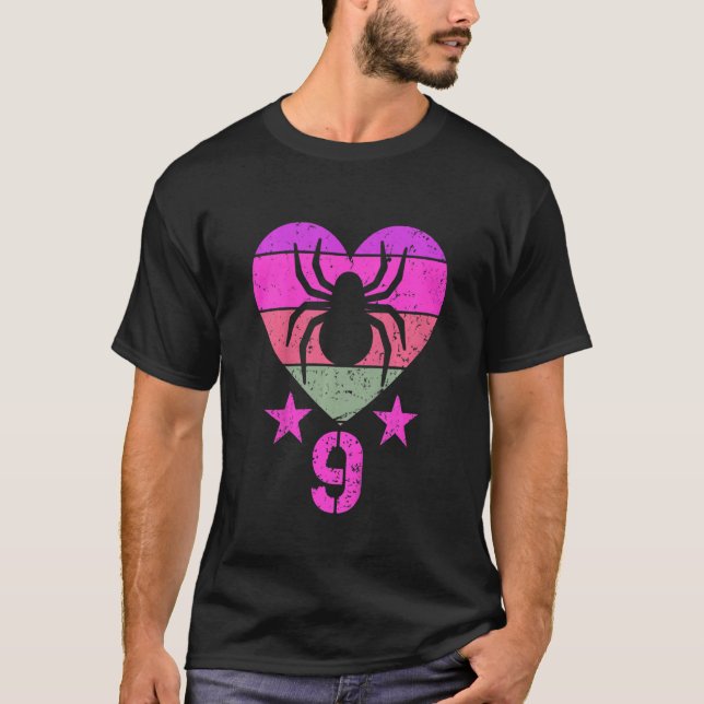 Camiseta Araña infantil Cumpleaños niño de 9 años Chica Spi (Anverso)