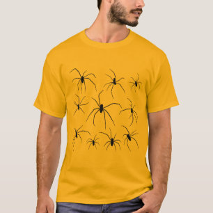 Camiseta Arañas negras en Halloween naranja