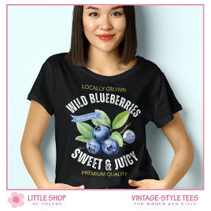Camiseta Arándanos Silvestres Frutas al Estilo Vintage