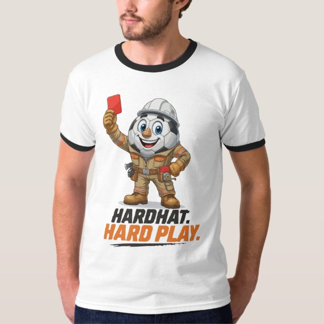Camiseta Árbitro de fútbol con casco de obra (Anverso)