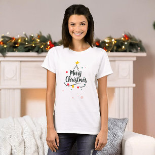 Camiseta Árbol abstracto minimalista Feliz Navidad