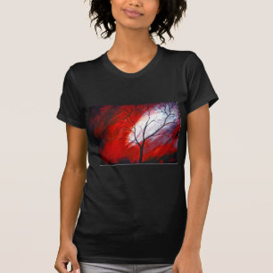 Camiseta Árbol abstracto y cielo rojo