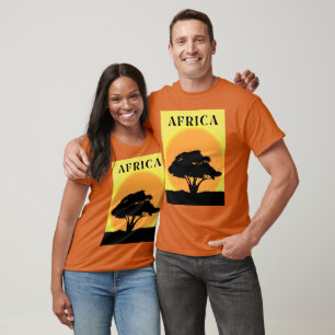 Camiseta Árbol africano de acacia contra atardecer Naranja