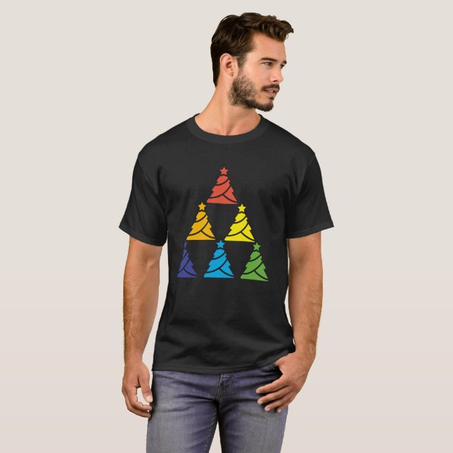 Camiseta Árbol arcoiris de árboles navideños festeja camise (Anverso completo)
