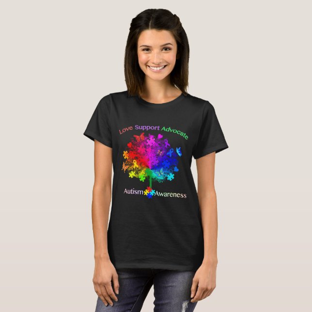 Camiseta Árbol arcoiris de autismo (Anverso completo)
