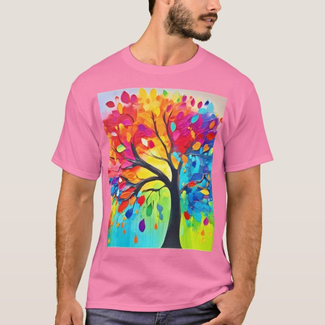 Camiseta Árbol arcoiris de pintura de vida (Anverso)