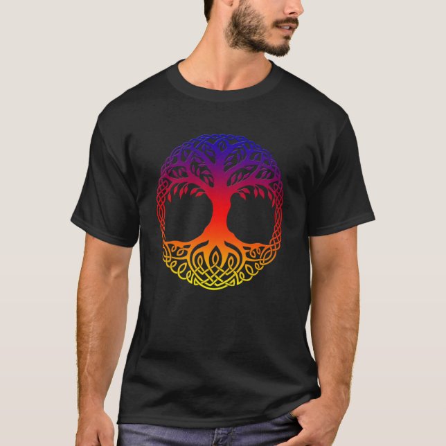 Camiseta Árbol arcoiris de vida Yggdrasill (Anverso)