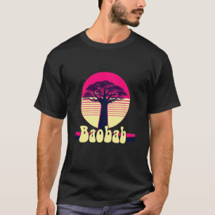 Camiseta Árbol Baobab Africano Atardecer Retro Baobab Árbol
