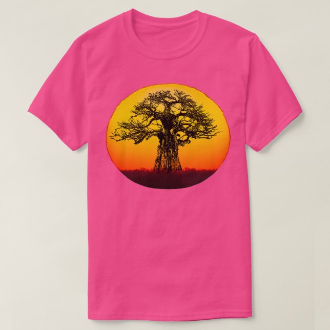 Camiseta Árbol baobab al atardecer para fans de África (Diseño del anverso)